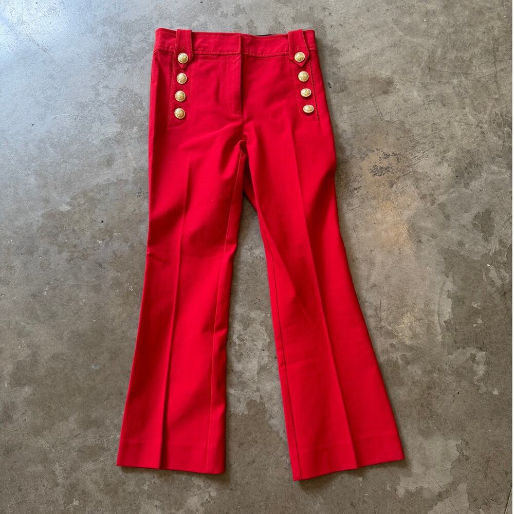 DEREK LAM 10 CROSBY Creased Red High Rise Stretch Pants Size US 4